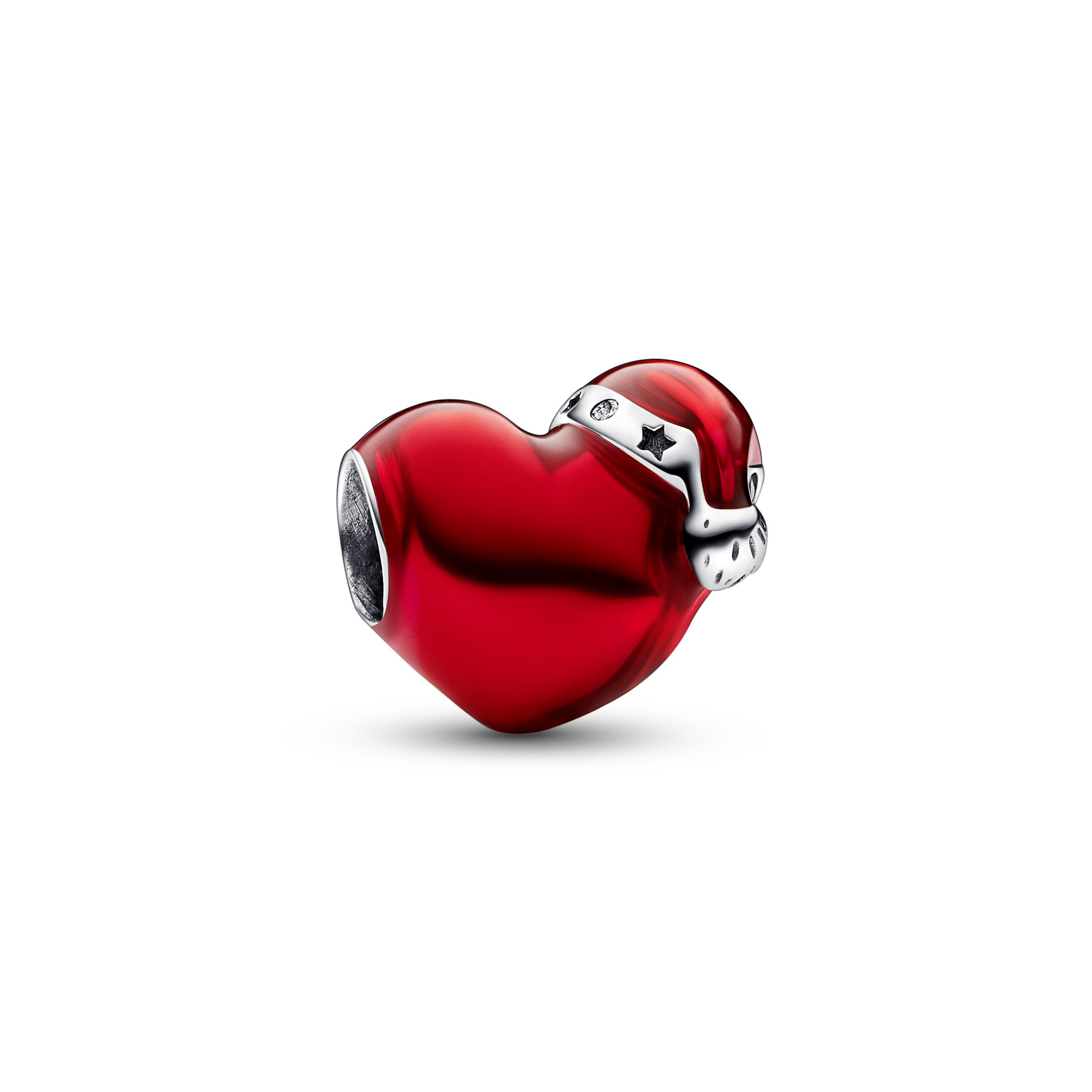 Pandora Rotes Metallic-Weihnachtsherz Charm 792336C01
