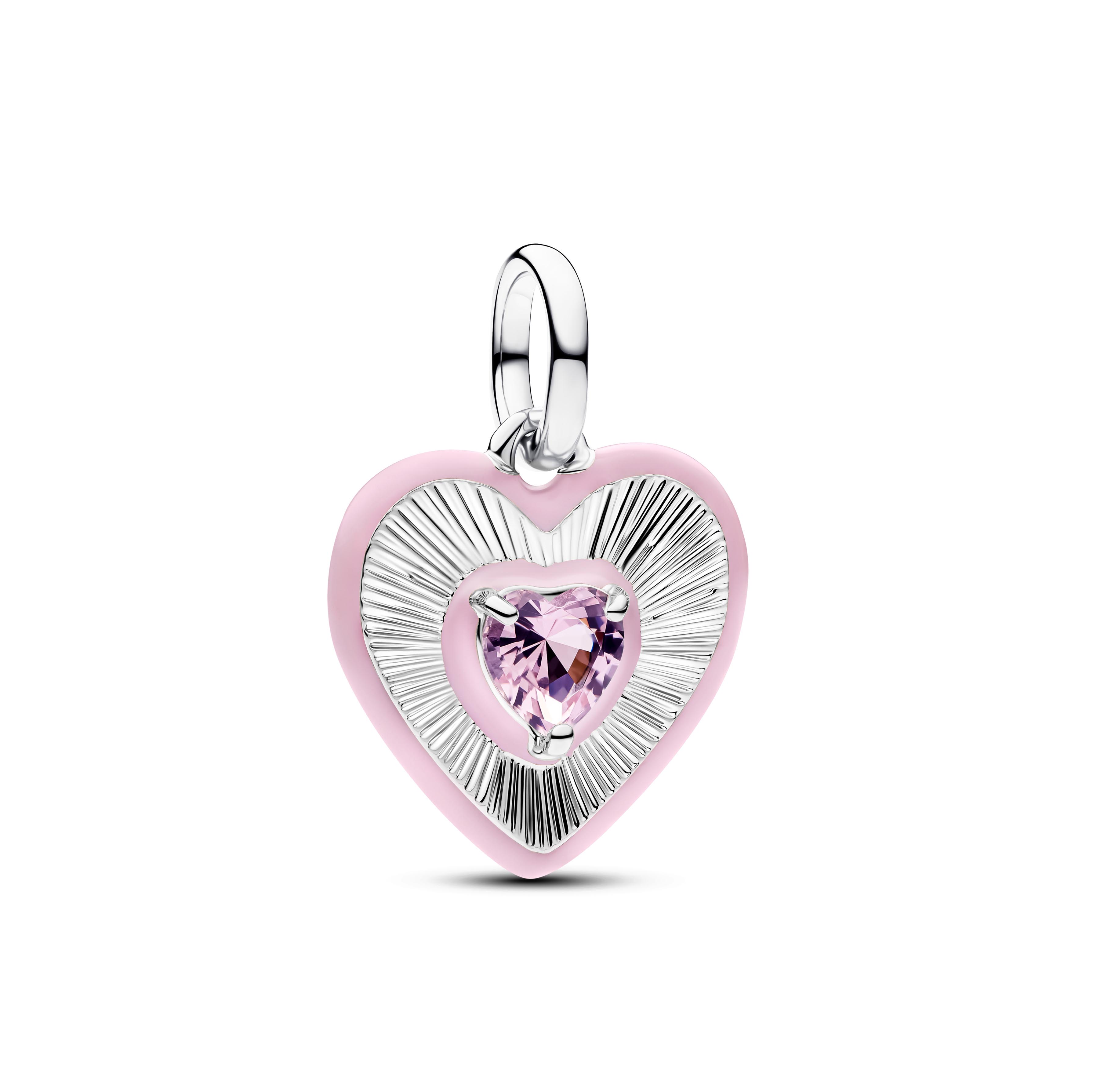 Pandora ME Strahlendes rosa Herz Charm-Anhänger 794409C01