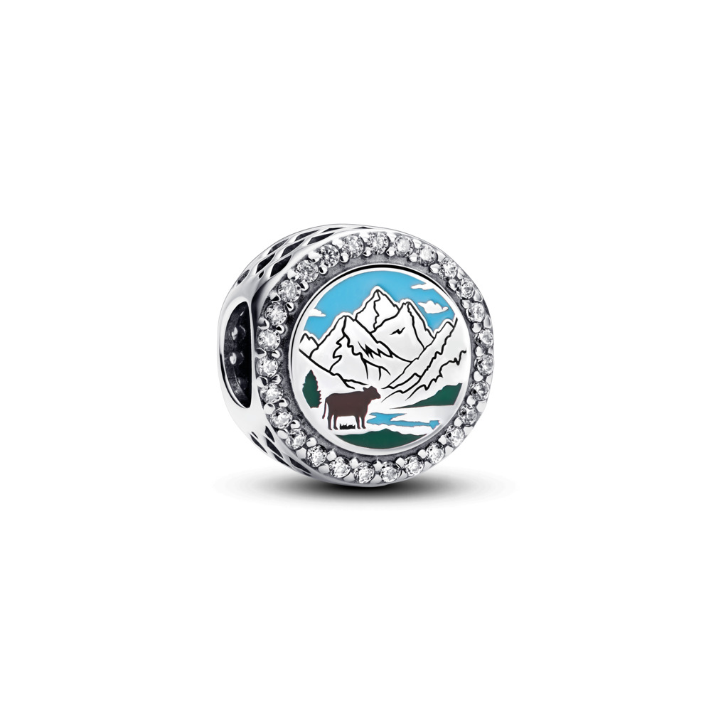 Pandora Moments Mountains round charm 792016CZ_E077