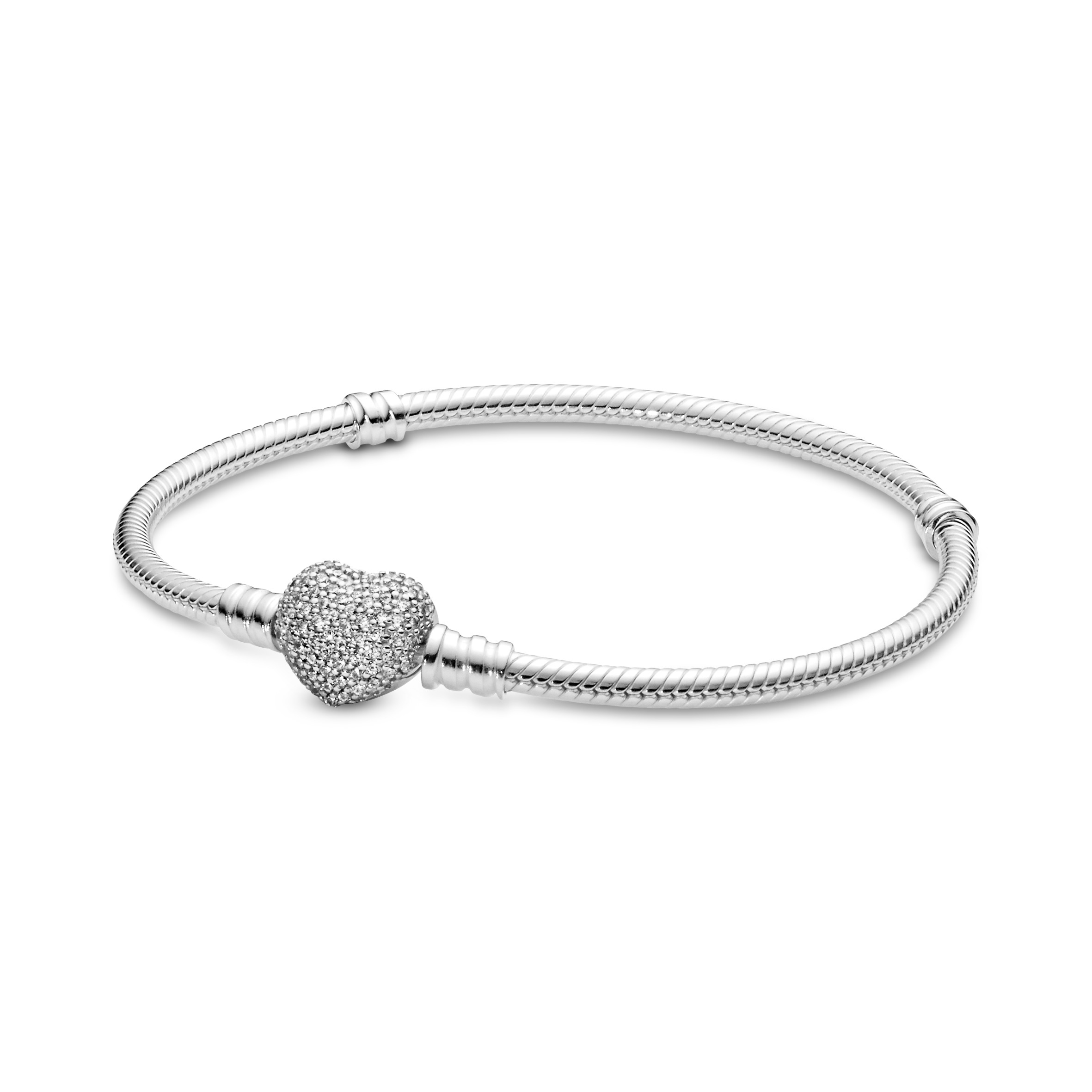 Pandora Moments Schlangen-Gliederarmband mit Funklendem Herz-Verschluss 590727CZ-19 Pandora Moments Schlangen-Gliederarmband mit Funklendem Herz-Verschluss 590727CZ-19