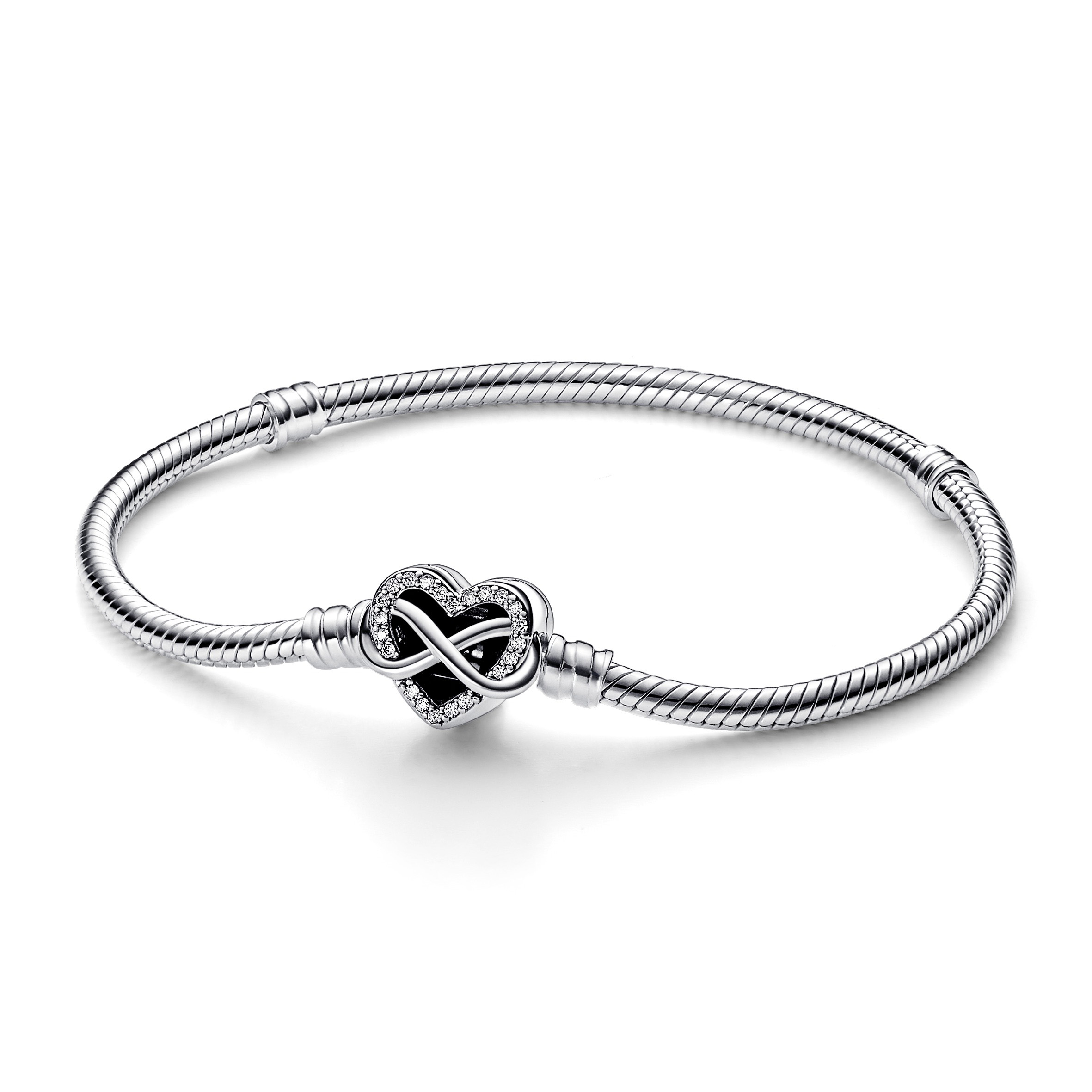 Pandora Moments Schlangen-Gliederarmband mit Funklendem Unendlichkeits-Herzverschluss 592645C01-21 Pandora Moments Schlangen-Gliederarmband mit Funklendem Unendlichkeits-Herzverschluss 592645C01-21
