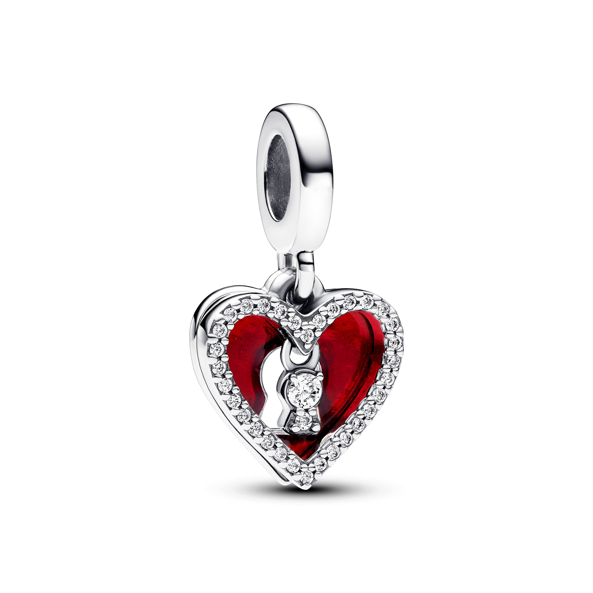 Pandora Rotes Herz und Schlüsselloch Doppelter Charm-Anhänger 793119C01