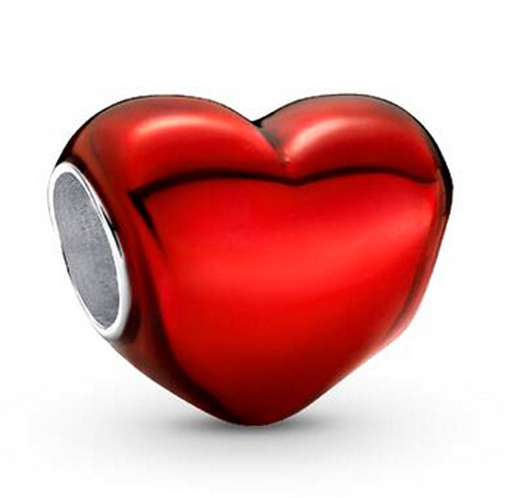 Pandora Moments Rotes Metallic-Herz Charm 793337C02