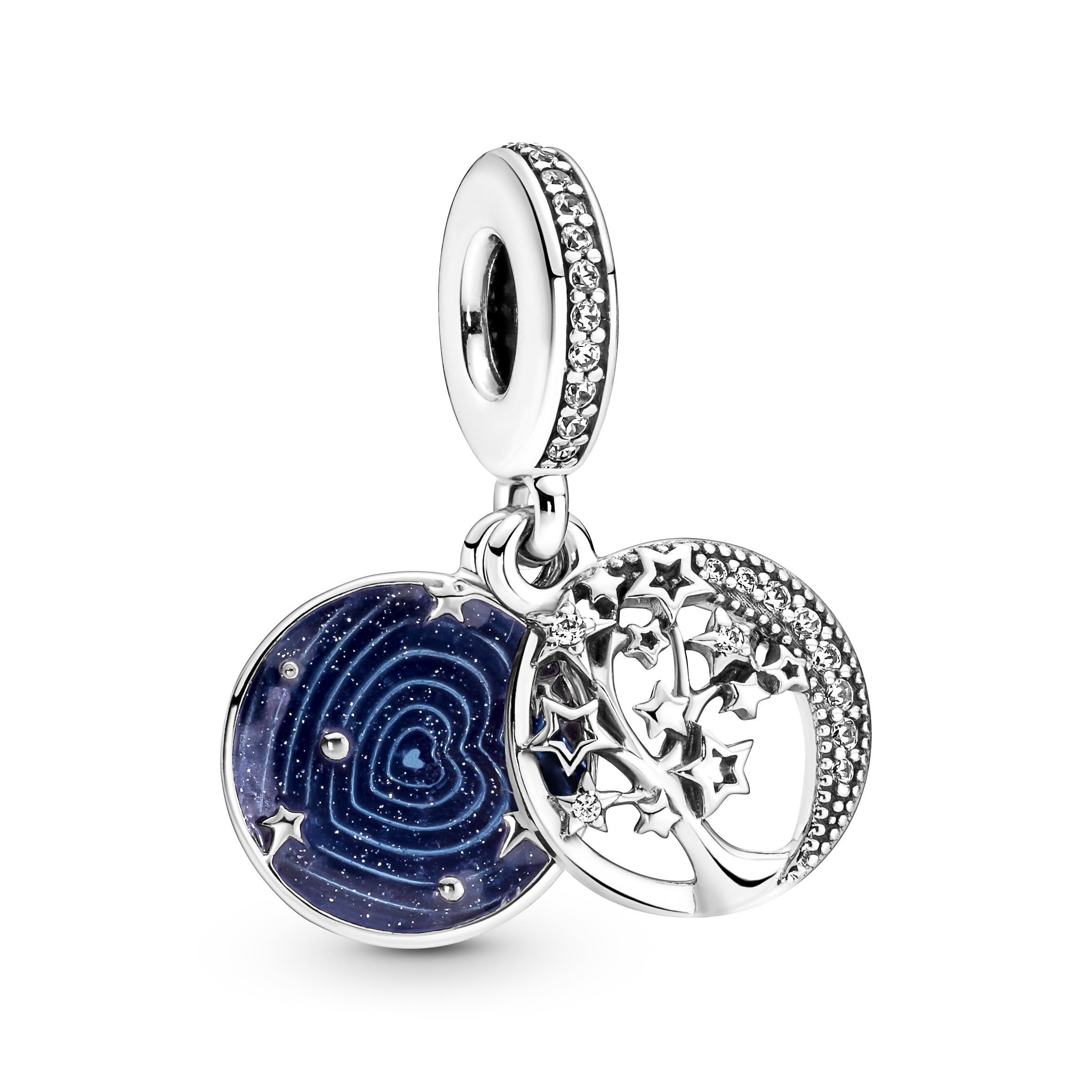 Pandora Moments Baum & Galaxis Mond Doppelter Charm-Anhänger 799645C01