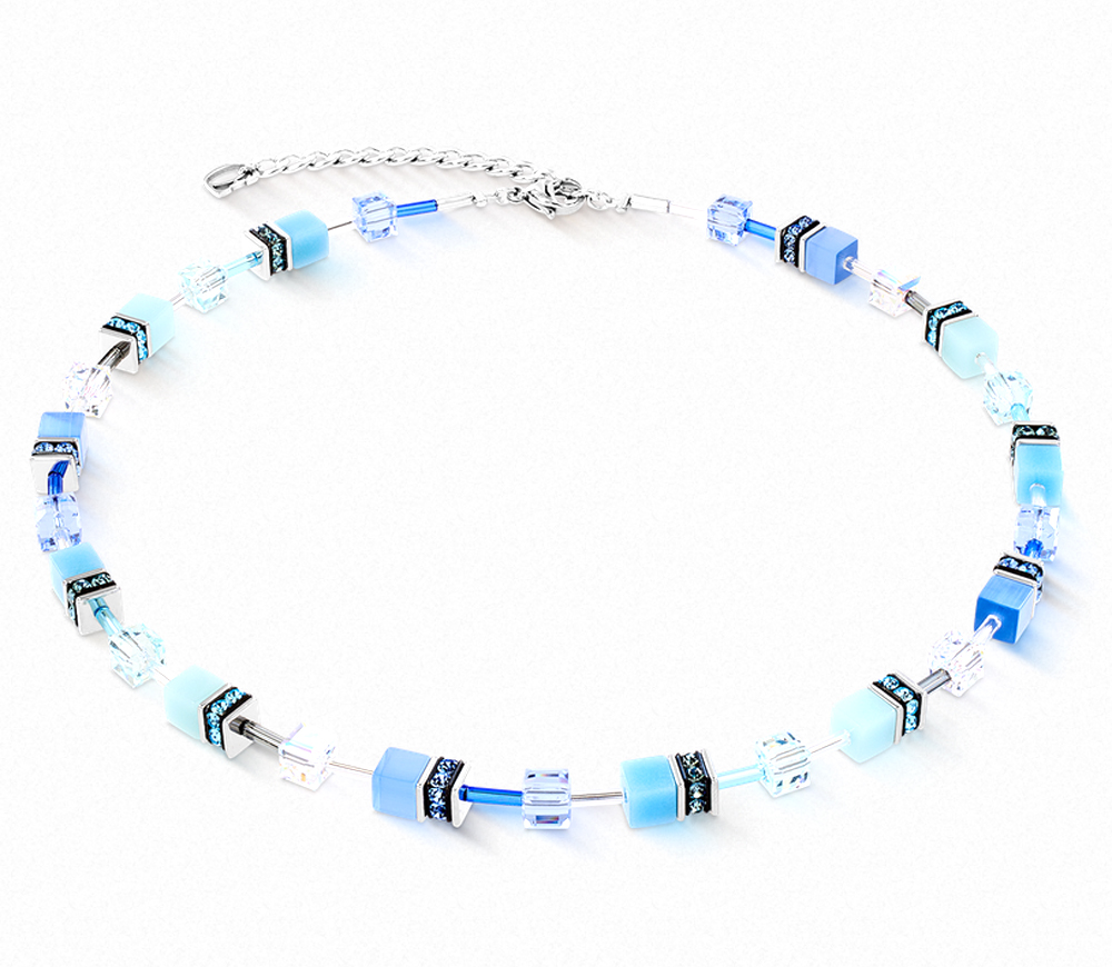 COEUR DE LION GeoCUBE® Iconic Halskette aqua-blau 2838102007