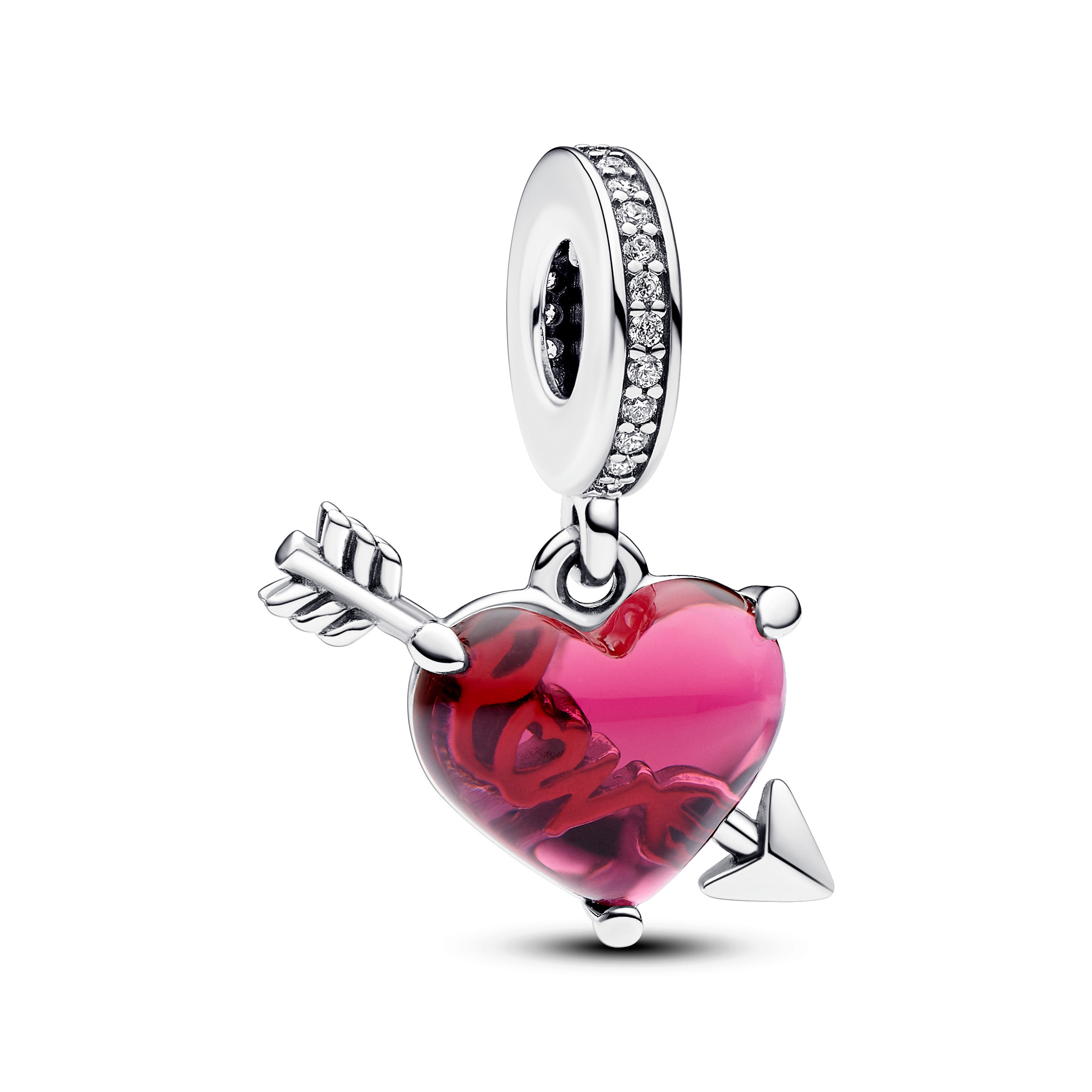 Pandora Moments Rotes Herz & Pfeil Murano-Glas Charm-Anhänger 793085C01 Pandora Moments Rotes Herz & Pfeil Murano-Glas Charm-Anhänger 793085C01